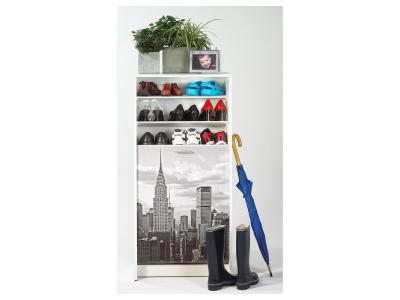 Meuble &agrave; Chaussures Blanc 7 Tablettes - Coloris: New York 500 - Blanc