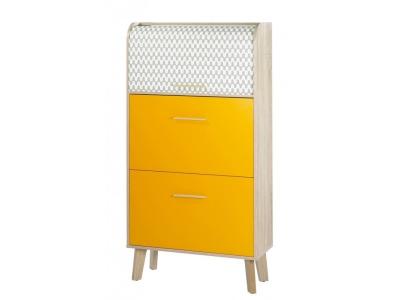 Meuble &agrave; Chaussures Ch&ecirc;ne Abattants Oranges - Coloris Rideau: Vagues Grises 810