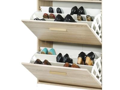 Meuble &agrave; chaussures ch&ecirc;ne - coloris rideau: rideau blanc HAPPY002CCBC