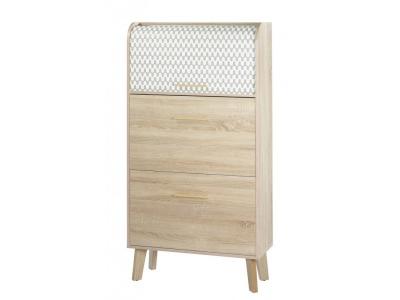 Meuble &agrave; Chaussures Ch&ecirc;ne - Coloris Rideau: Vagues Grises 810