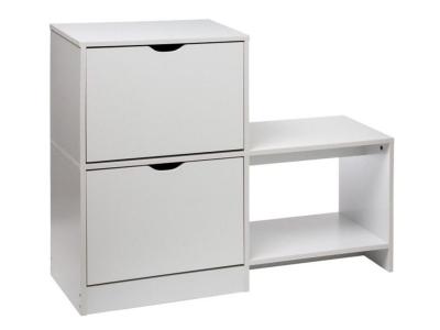 Meuble &agrave; chaussures en bois coloris blanc - L.100 x P.32 x H.80 cm --