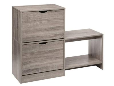 Meuble &agrave; chaussures en bois coloris gris - L.100 x P.32 x H.80 cm --