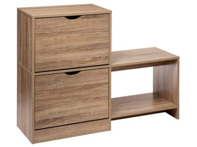 Meuble &agrave; chaussures en bois coloris naturel - L.100 x l.32 x H.80 cm --