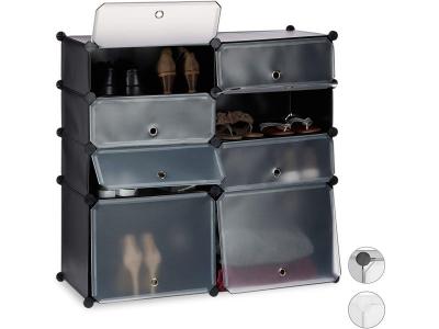 Meuble a chaussures etagere armoire rangement 8 compartiments noir