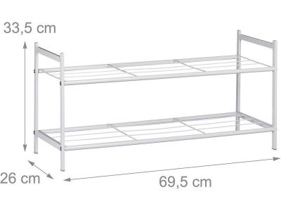 Meuble &agrave; chaussures &eacute;tag&egrave;re avec 2 &eacute;tages en m&eacute;ta 6 paires blanc helloshop26 13_0001639_2 