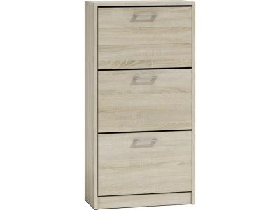 Meuble &agrave; chaussures moderne avec 3 portes Paula - Sonoma