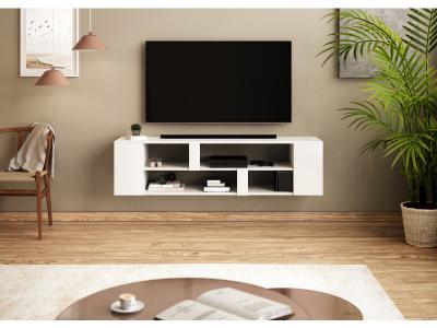 DECONATION Vivaldi meuble banc tv klara - 155 cm - blanc mat- style moderne