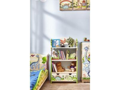 TEAMSON KIDS Meuble biblioth&egrave;que en bois enfant mixte rangement dinosaure livre jouet  TD-0069A