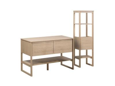 Meuble de salle de bain avec colonne effet bois clair