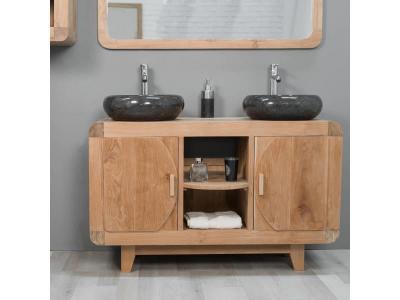 Meuble de salle de bain en teck R&eacute;tro 120cm - Marron