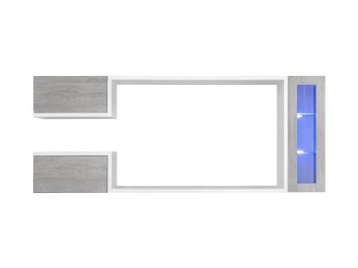 DESIGN AMEUBLEMENT Meuble mural tv mod&egrave;le urko couleur blanc et gris cemento (2,3m)