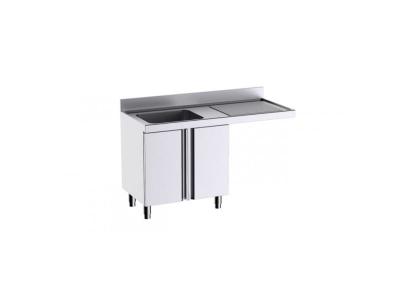 DISTFORM Meuble pour plonges L.1400mm avec Portes Battantes et Espace pour Lave-vaisselle - - - Acier inoxydable 1400X700x700xmm 