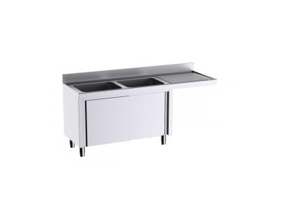 DISTFORM  Meuble pour plonges L.1800mm avec Portes Coulissantes et Espace pour Lave-Vaisselle