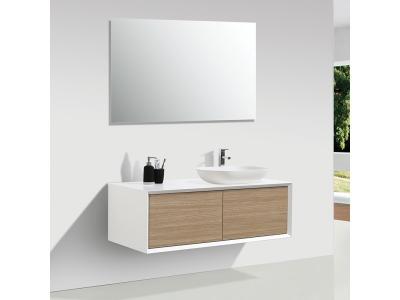 Meuble salle de bain double vasque PALIO 120 cm blanc / ch&ecirc;ne clair Blanc