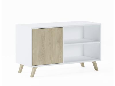 SKRAUT HOME Meuble TV porte gauche Blanc et Puccini 