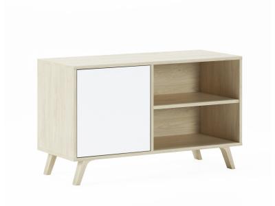 SKRAUT HOME Meuble TV porte gauche Puccini et Blanc 