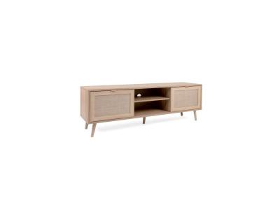 BALI Meuble TV 2 portes L150 cm - Impression effet rotin