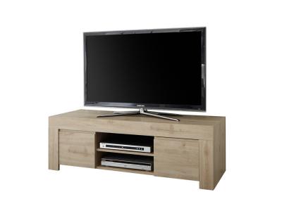 TOUSMESMEUBLES Meuble tv 2 portes ch&ecirc;ne naturel - pise - l 138 x l 42 x h 44 - neuf