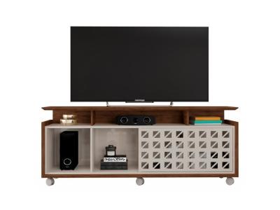 CAEMMUM Meuble TV 65 Pouces Maxi Weng&eacute; et Ecru 