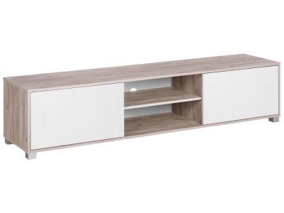 BELIANI   Meuble TV blanc et en bois clair LINCOLN -