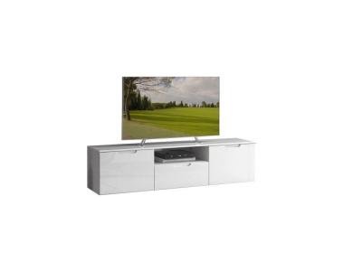 MEUBLETMOI Meuble tv blanc laqu&eacute; 2 portes 1 tiroir - pure 67187221