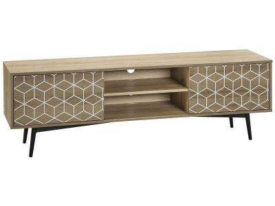BELIANI Meuble tv au style r&eacute;tro avec motif g&eacute;om&eacute;trique
