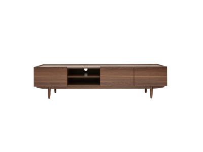MILIBOO Meuble TV bois fonc&eacute; noyer 3 portes L180 cm SANAA L180xP41.2xH44.3