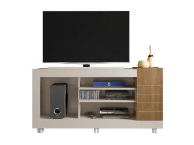 PEGANE Meuble TV coloris Beige / Ch&ecirc;ne Buriti - longueur 150 x profondeur 38 x hauteur 69 cm