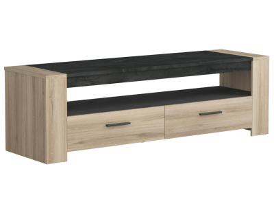  Meuble TV coloris ch&ecirc;ne kronberg/sidewalk - 152,3 x 46,4 x 44,9 cm -PEGANE-