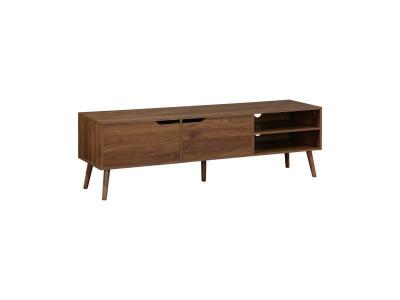 SWEEEK Meuble tv d&eacute;cor bois de noyer. 2 portes. 1 &eacute;tag&egrave;re. 160cm