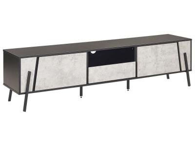 BELIANI Meuble tv noir et effet b&eacute;ton au style industriel et minimaliste
