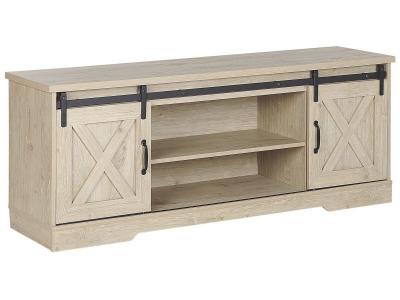 BELIANI Meuble TV effet bois clair 2 portes