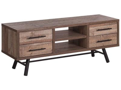BELIANI Meuble tv moderne en bois fonc&eacute; avec 4 tiroirs
