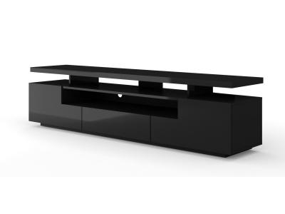 BIM FURNITURE Meuble TV EVA 195 cm Armoire Hi-Fi noir brillant sans LED