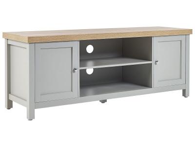 BELIANI  - Meuble tv avec Etag&egrave;res Mobilier pour Salon 140 cm Gris et Bois Clair Hamp - Gris