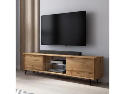 SELSEY  Meuble tv - LEFYR - 140 cm - ch&ecirc;ne wotan - &eacute;clairage LED