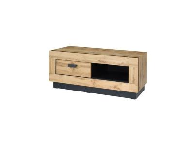 MEUBLORAMA Meuble tv malaga - coloris ch&ecirc;ne wotan et noir - style industriel - 120 x 45 x 48 cm