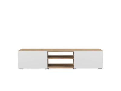 SYMBIOSIS Meuble tv lime 2 portes - d&eacute;cor chene et blanc - 140 cm