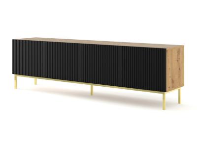 BIM FURNITURE Meuble tv ravenna b 200 cm 4d ch&ecirc;ne artisan / noir mat avec cadre