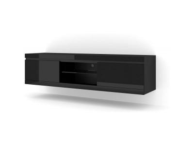 BIM FURNITURE Meuble TV noir avec rangement fabriqu&eacute; en HDF et MDF 