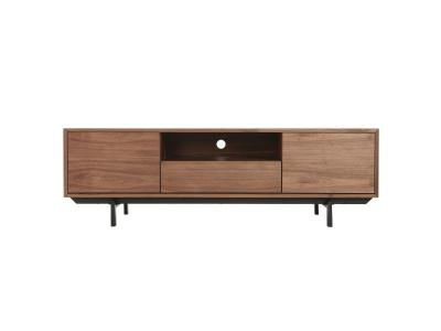 MILIBOO  Meuble TV vintage en bois fonc&eacute; niche ouverte L160 cm MANNY