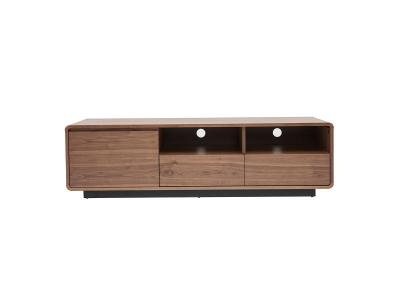 MILIBOO Meuble tv vintage en bois fonc&eacute; noyer et m&eacute;tal noir l160 cm jako