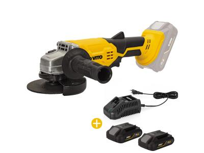VITO Meuleuse d'angle sans fil 20V 115mm + 2 Batteries Lithium 2AH + Chargeur Rapide  EGO LI