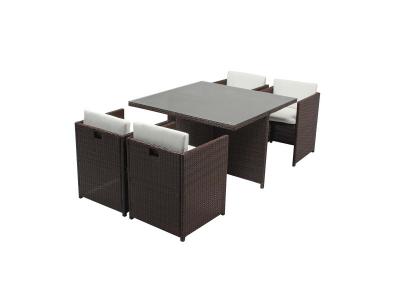 CONCEPT USINE C&ocirc;t&eacute; Lounge Ensemble 1 table & 4 fauteuils Family marron/blanc T.U