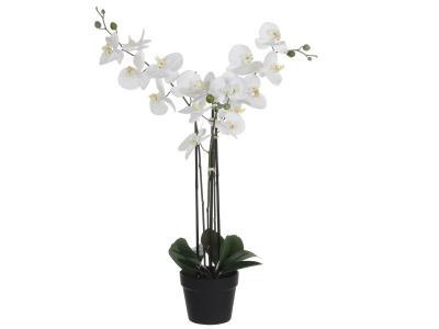 Phalaenopsis artificiel en pot plastique blanc 75 x 51x h.79 cm