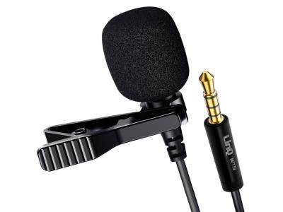 LINQ Micro-cravate Jack 3.5mm avec R&eacute;duction de bruit Clip Rotatif 1.5m Noir 