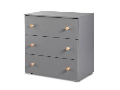 MINEA - Commode AUGUSTE L. 80 cm Grise - 3 tiroirs