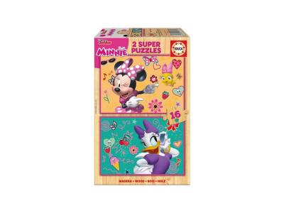 EDUCA  Borras 2x16 Pieces Minnie Happy Helpers Wooden Puzzle Multicolore