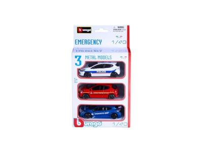 BBURAGO Pack de 3 v&eacute;hicules d'urgence Collection Emergency 1/43 