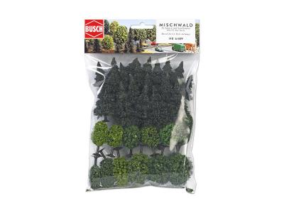 BUSCH  Assortment of 30 forest trees-H0 - Trains miniatures : d&eacute;cors